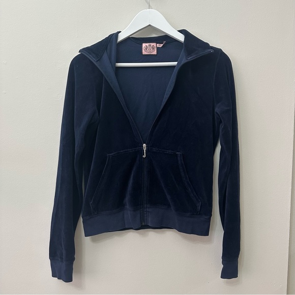 Juicy Couture Navy Blue Velour Tracksuit Jacket | Zip Up Y2K - Picture 5 of 10